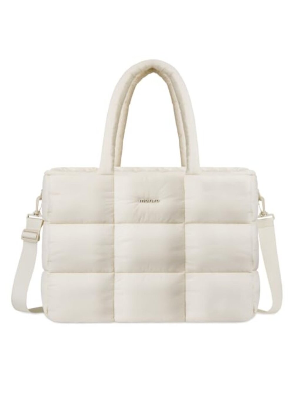 Quilted Nylon Puffer Laptop Tote Bag Lightweight Travel Shoulder Bag